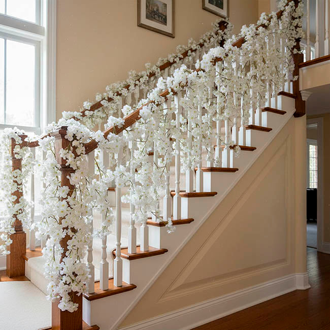 Lush Cherry Blossom Garland Mini White (180cm)