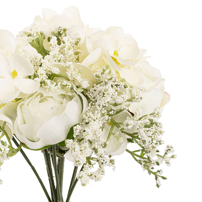 Gypsophila Rose Hydrangea Bouquet Off White (14cmDx26cmH)