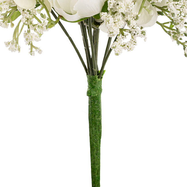Gypsophila Rose Hydrangea Bouquet Off White (14cmDx26cmH)