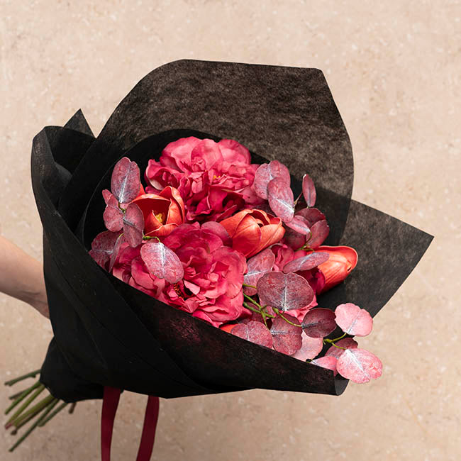 Real Touch Double Faced Eucalyptus Spray Burgundy (80cmH)