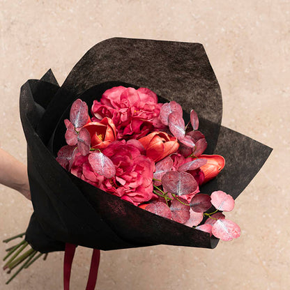 Real Touch Double Faced Eucalyptus Spray Burgundy (80cmH)