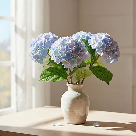 Annabelle Hydrangea Stem Soft Blue Purple (19cmDx55cmH)