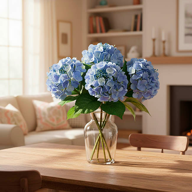 Budding Real Touch Hydrangea Stem Majorelle Blue (18Dx70cmH)