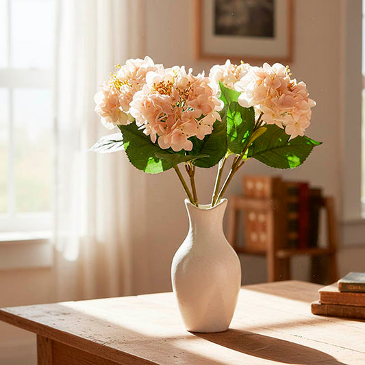 Budding Real Touch Hydrangea Stem Cream Peach (18cmDx70cmH)