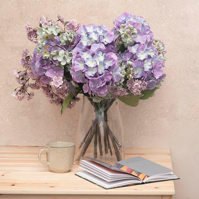 Eldorado Hydrangea Stem Cream Violet (18cmDx64cmH)
