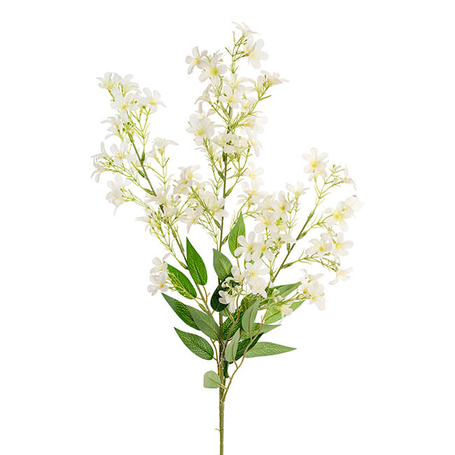 Budding Lilac Flower Spray White (80cmH)