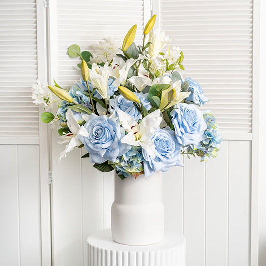 Large Colombian Rose Stem Soft Blue (20cmDx86cmH)