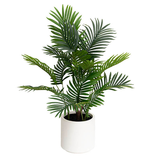 Real Touch Faux Palm Tree in White Pot Green (90cmH)