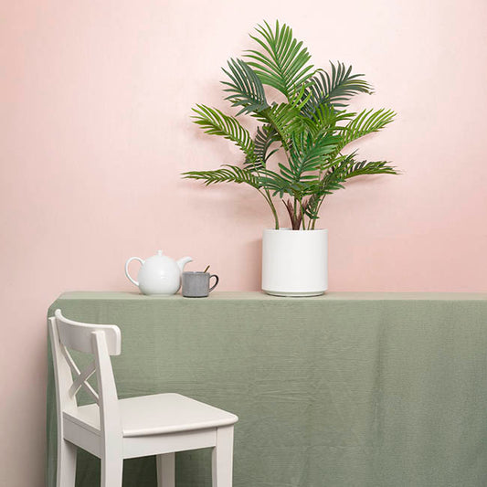 Real Touch Faux Palm Tree in White Pot Green (90cmH)