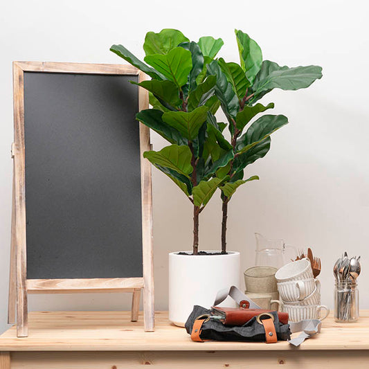 Real Touch Fiddleleaf Tree in White Pot Green (90cmH)