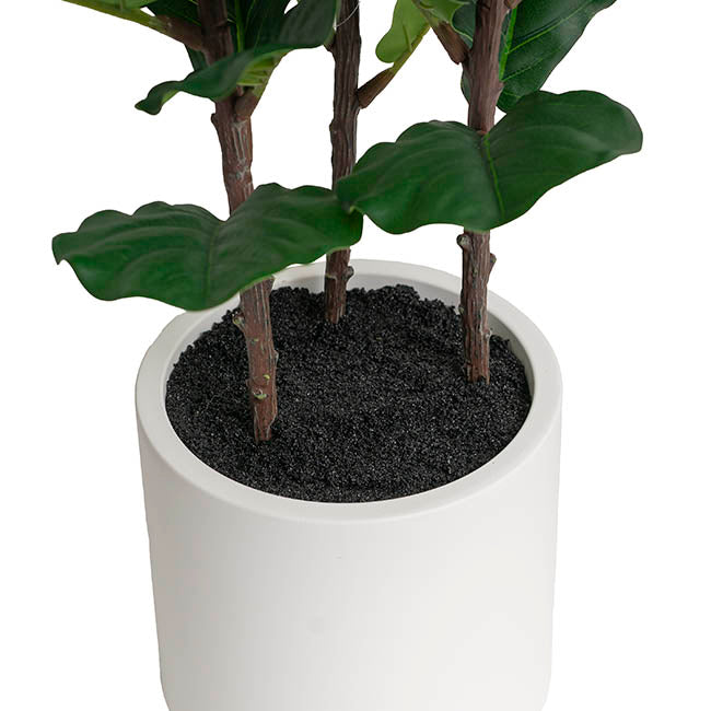 Real Touch Fiddleleaf Tree in White Pot Green (90cmH)