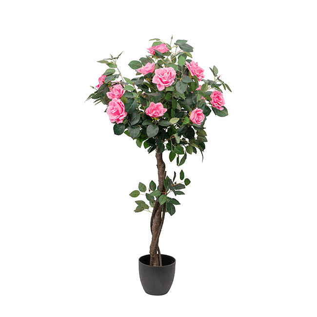 Artificial Rose Topiary Tree Potted Soft Pink (130cmH)