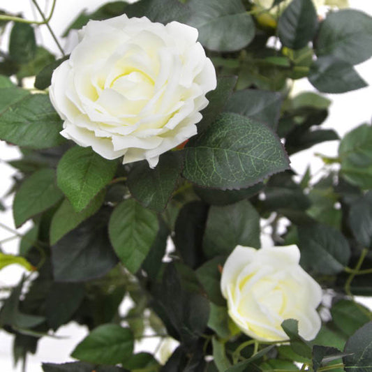 Artificial Rose Topiary Tree Potted White (120cmH)