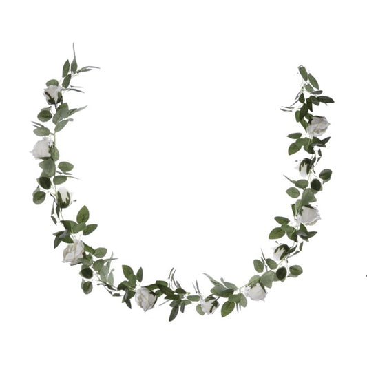 Rose Garland x11 Flowers White (180cm)