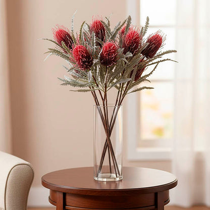 Australian Banksia x 2 Head Spray Real Touch Red (80cmH)