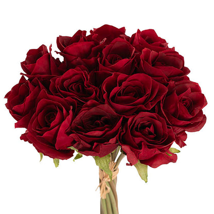 Hybrid Tea Rose Bunch 13 Heads Real Touch Red (33cmH)