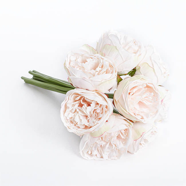 Peony Bouquet Emily x8 Flowers Light Pink (34cmH)
