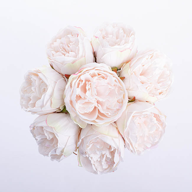 Peony Bouquet Emily x8 Flowers Light Pink (34cmH)