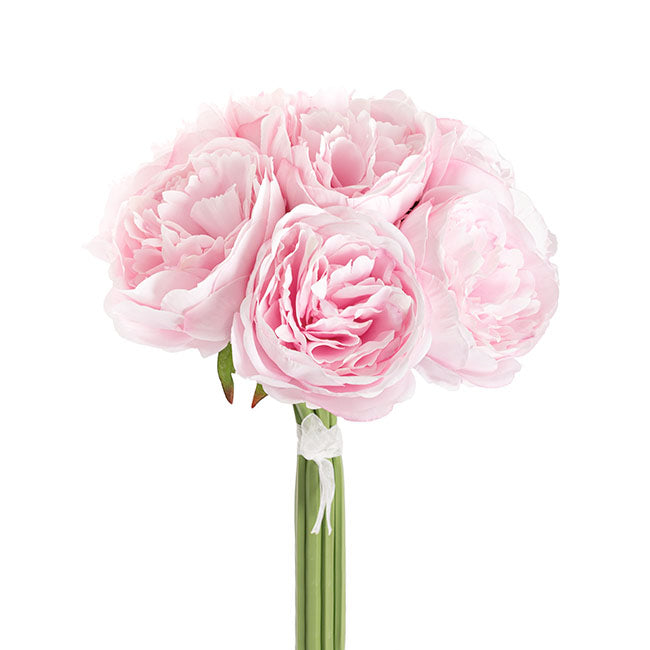 Peony Bouquet Emily x8 Flowers Pink (34cmH)