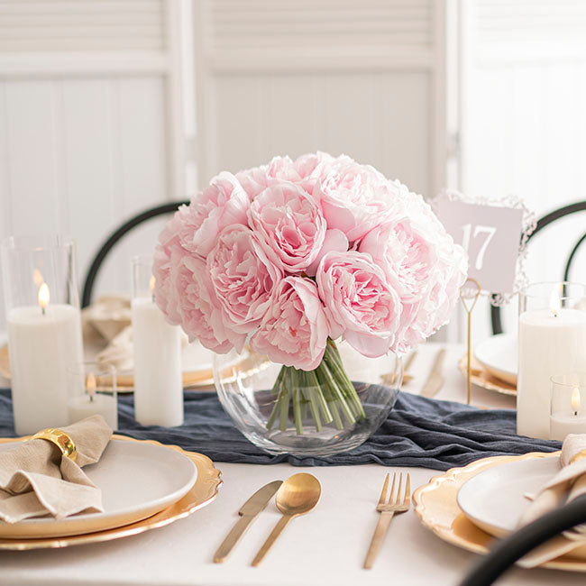 Peony Bouquet Emily x8 Flowers Pink (34cmH)