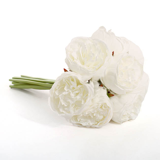 Peony Bouquet Emily x8 Flowers White (34cmH)