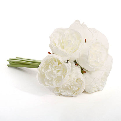 Peony Bouquet Emily x8 Flowers White (34cmH)