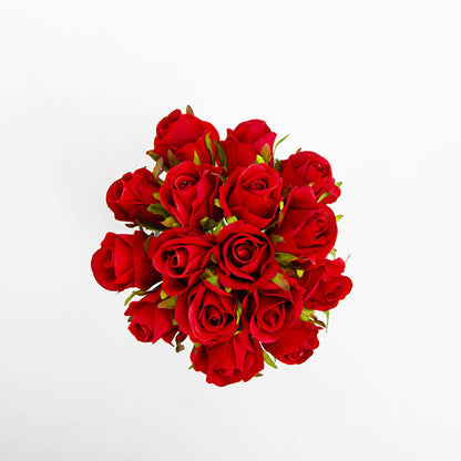 Katie Rose Bouquet with 16 Flowers Bright Red (25cmH)