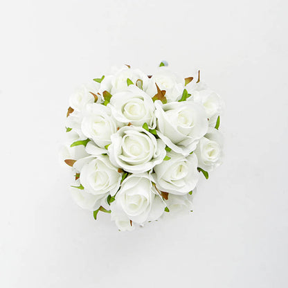 Katie Rose Bouquet with 16 Flowers White (25cmH)