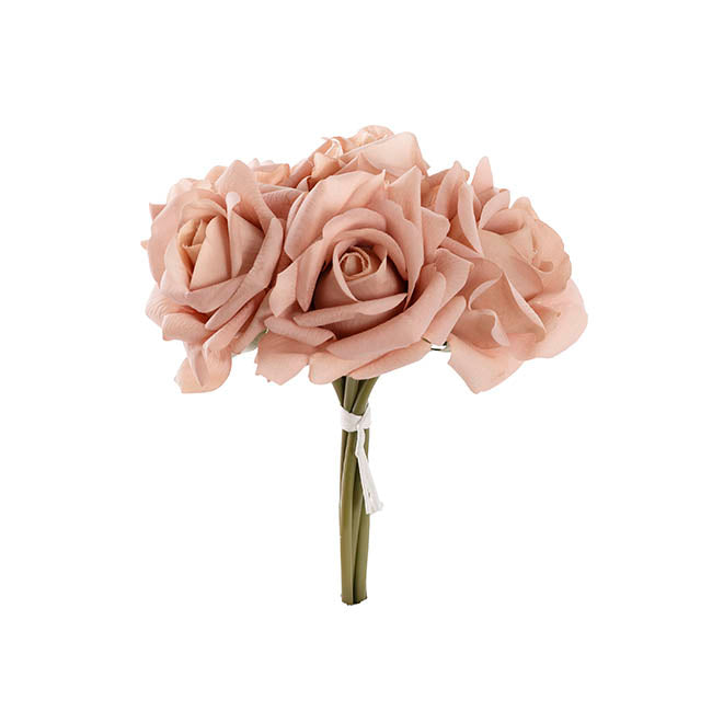 Siena Real Touch Rose Bouquet x 5 Heads Mocha (26cmH)