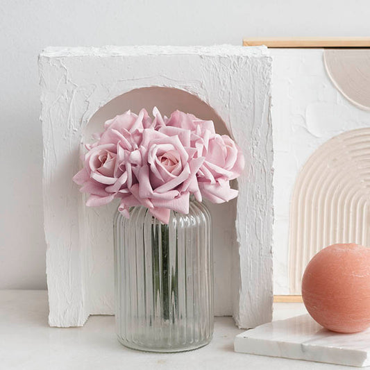 Siena Real Touch Rose Bouquet x 5 Heads Powder Pink (26cmH)