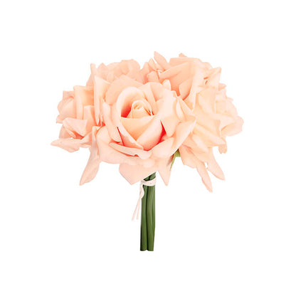 Siena Real Touch Rose Bouquet x 5 Heads Soft Peach (26cmH)