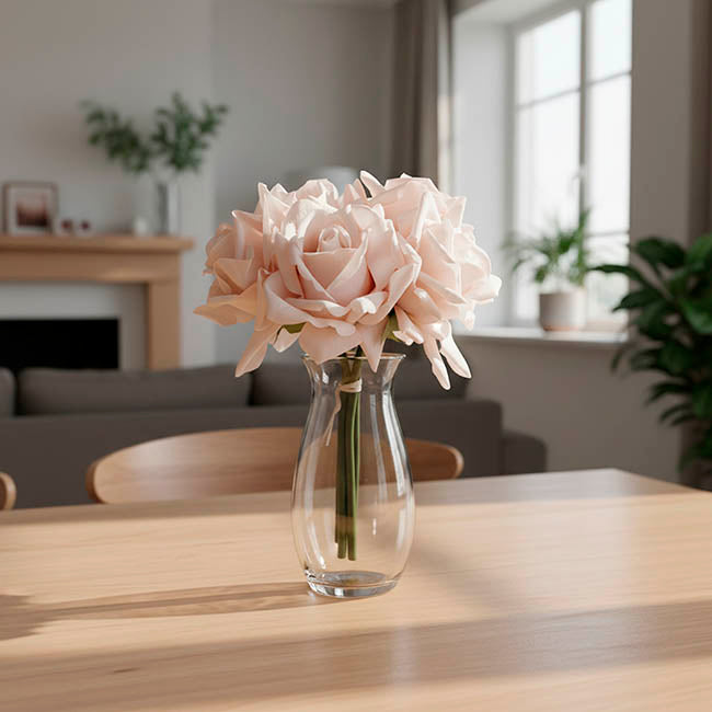 Siena Real Touch Rose Bouquet x 5 Heads Misty Rose (26cmH)