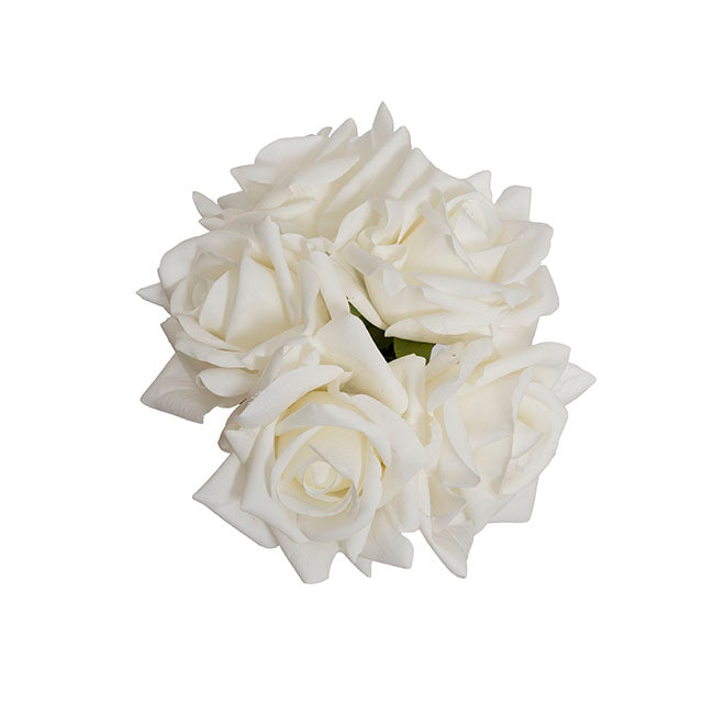 Siena Real Touch Rose Bouquet x 5 Heads White (26cmH)