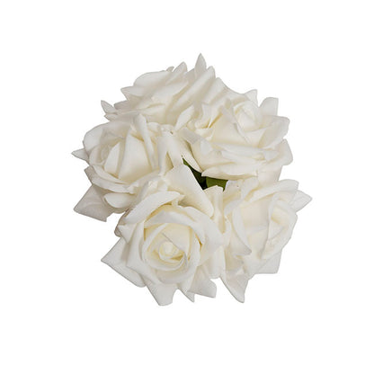 Siena Real Touch Rose Bouquet x 5 Heads White (26cmH)