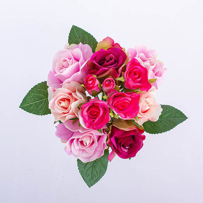 Georgia Rose Bouquet with 12 Flowers Hot Pink Combo (25cmH)