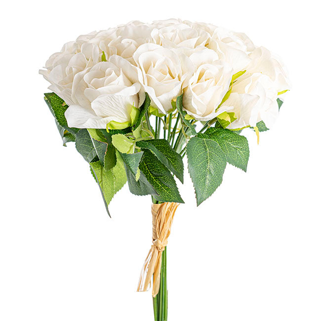 Lavina Rose Bud Bouquet 18 Heads Nude Beige (33cmH)