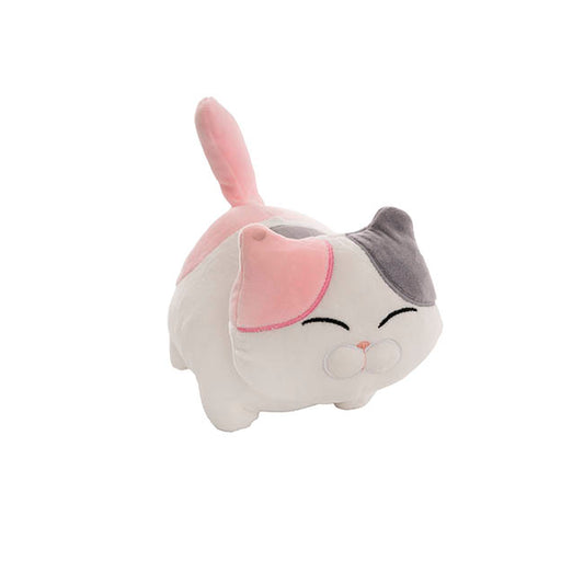 Happy Cat Plush Puff Soft Toy Pink Grey (25cmHT)