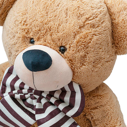 Wilson Giant Teddy Bear w Striped Bow Brown (115cmHT/80cmST)