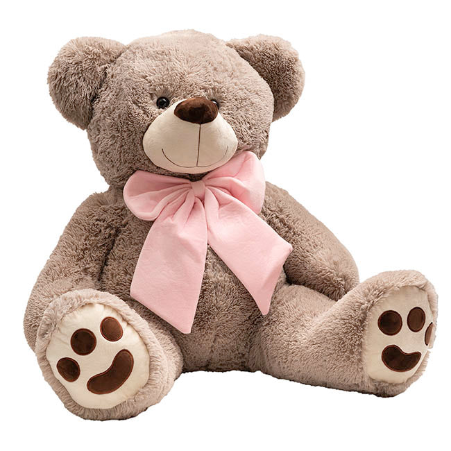Wilson Giant Teddy Bear w Pink Bow Warm Grey(115cmHT/80cmST)