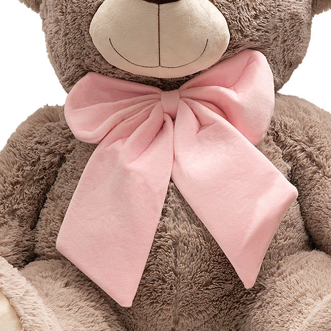 Wilson Giant Teddy Bear w Pink Bow Warm Grey(115cmHT/80cmST)