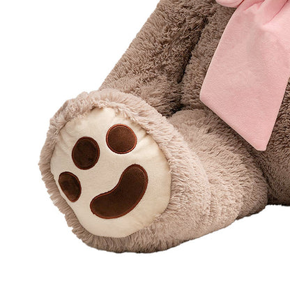 Wilson Giant Teddy Bear w Pink Bow Warm Grey(115cmHT/80cmST)