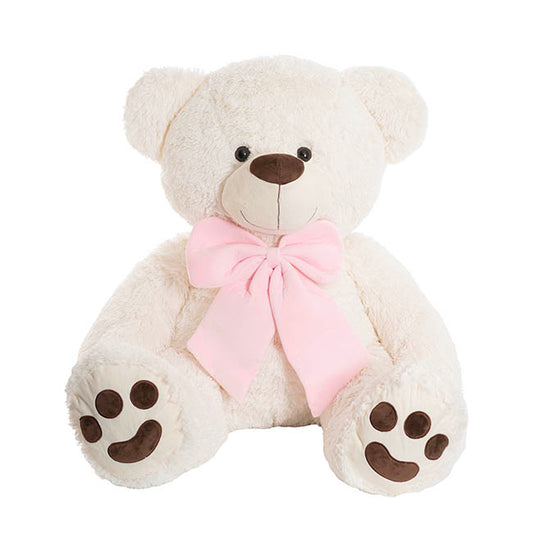 Wilson Giant Teddy Bear w Pink Bow White (115cmHT/80cmST)