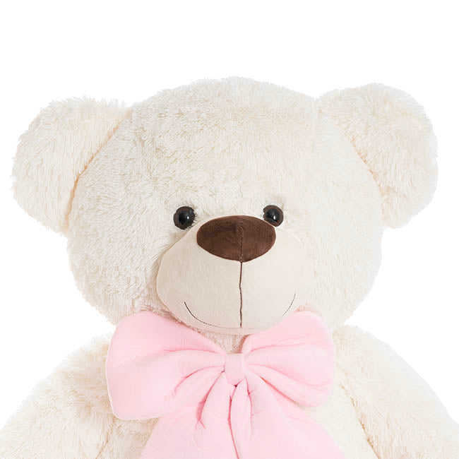 Wilson Giant Teddy Bear w Pink Bow White (115cmHT/80cmST)