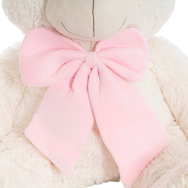 Wilson Giant Teddy Bear w Pink Bow White (115cmHT/80cmST)