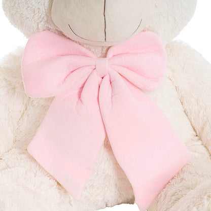 Wilson Giant Teddy Bear w Pink Bow White (115cmHT/80cmST)