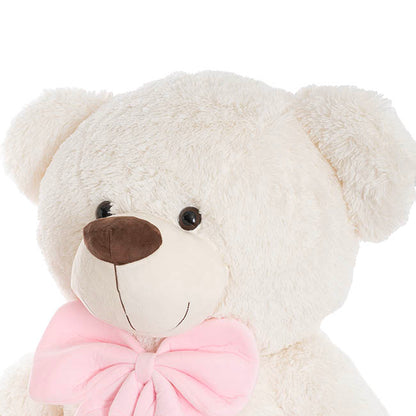 Wilson Giant Teddy Bear w Pink Bow White (115cmHT/80cmST)