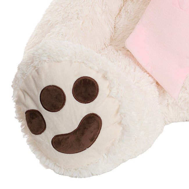 Wilson Giant Teddy Bear w Pink Bow White (115cmHT/80cmST)