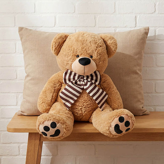 Wilson Giant Teddy Bear w Striped Bow Brown (90cmHT/60cmST)
