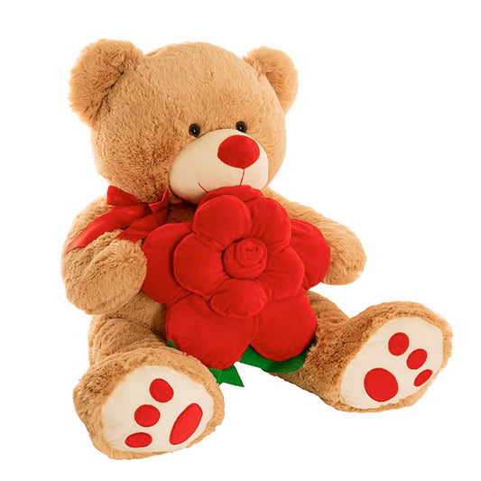 Teddy Bear Kev w Red Bow & Plush Rose Brown (HT85cm/55cmST)