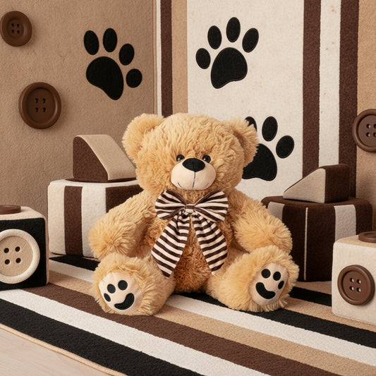 Teddy Bear Wilson w Striped Bow Brown (30cmST)